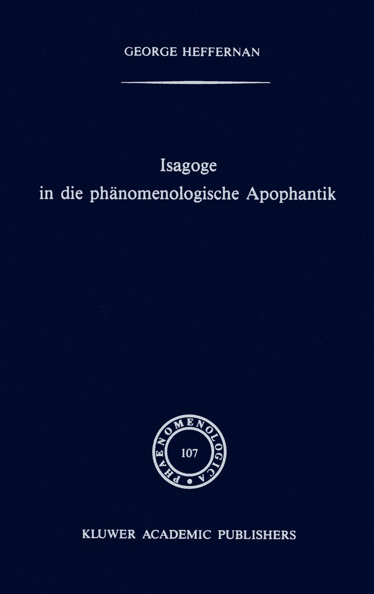 Isagoge in die phänomenologische Apophantik