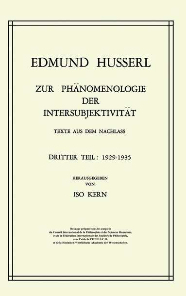 Edmund Husserl, Kern - Zur Phänomenologie der Intersubjektivität, Inbunden