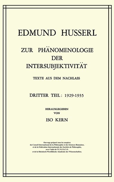 bokomslag Zur Phnomenologie der Intersubjektivitt