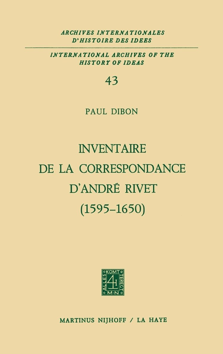 Inventaire de la correspondance d'Andr Rivet (1595-1650) 1