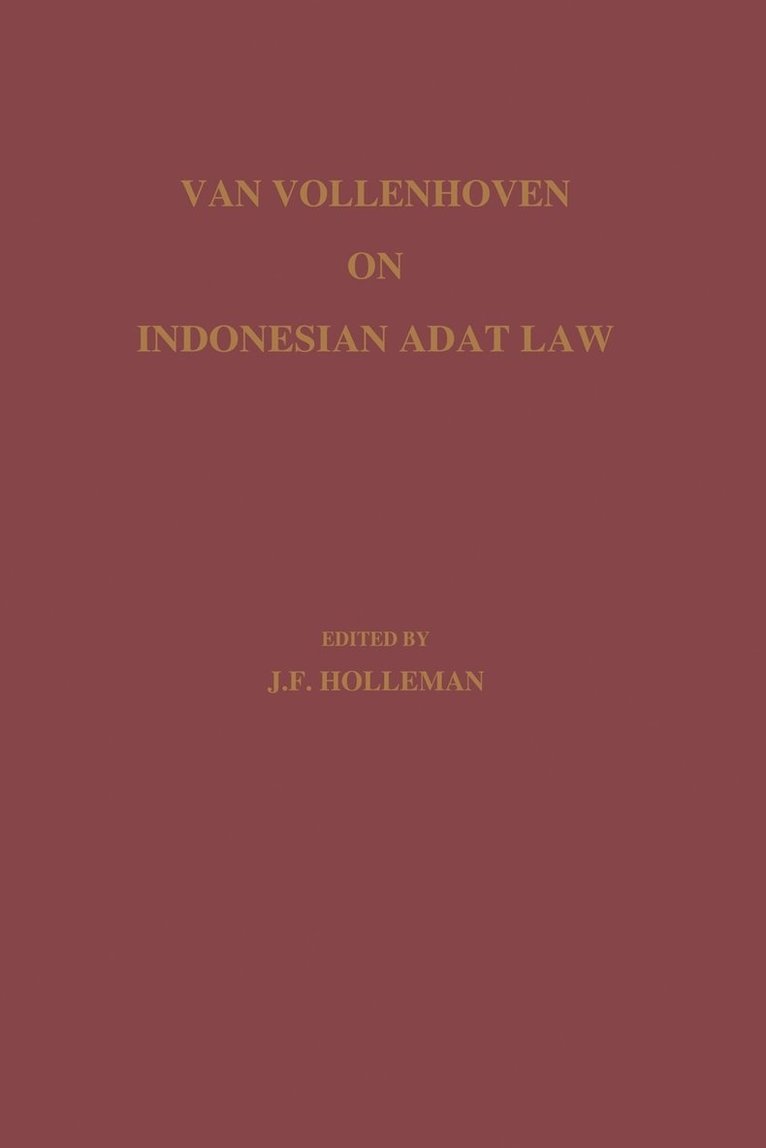 Van Vollenhoven on Indonesian Adat Law 1