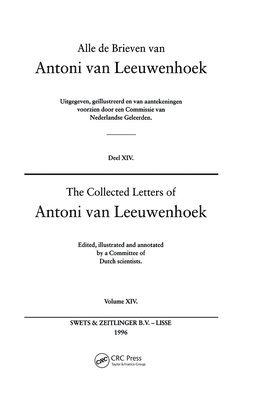 A Committee of Dutch Scientists, A. Committee of Dutch Scientists - Collected Letters of Antoni Van Leeuwenhoek - Volume 14, Inbunden