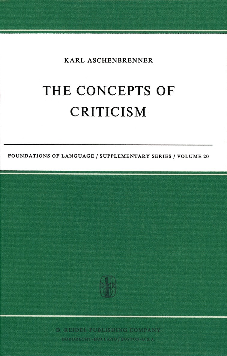 L. Aschenbrenner - Concepts of Criticism, Inbunden