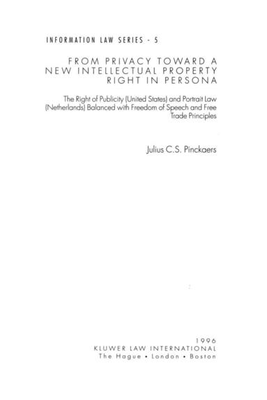 bokomslag From Privacy Toward A New Intellectual Prop Right In Persona