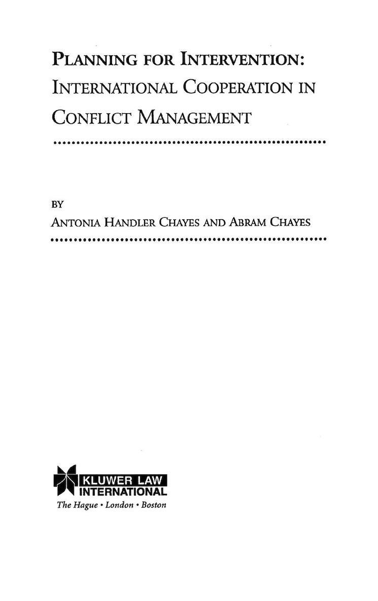 Planning for Intervention, International Cooperation in Conflict