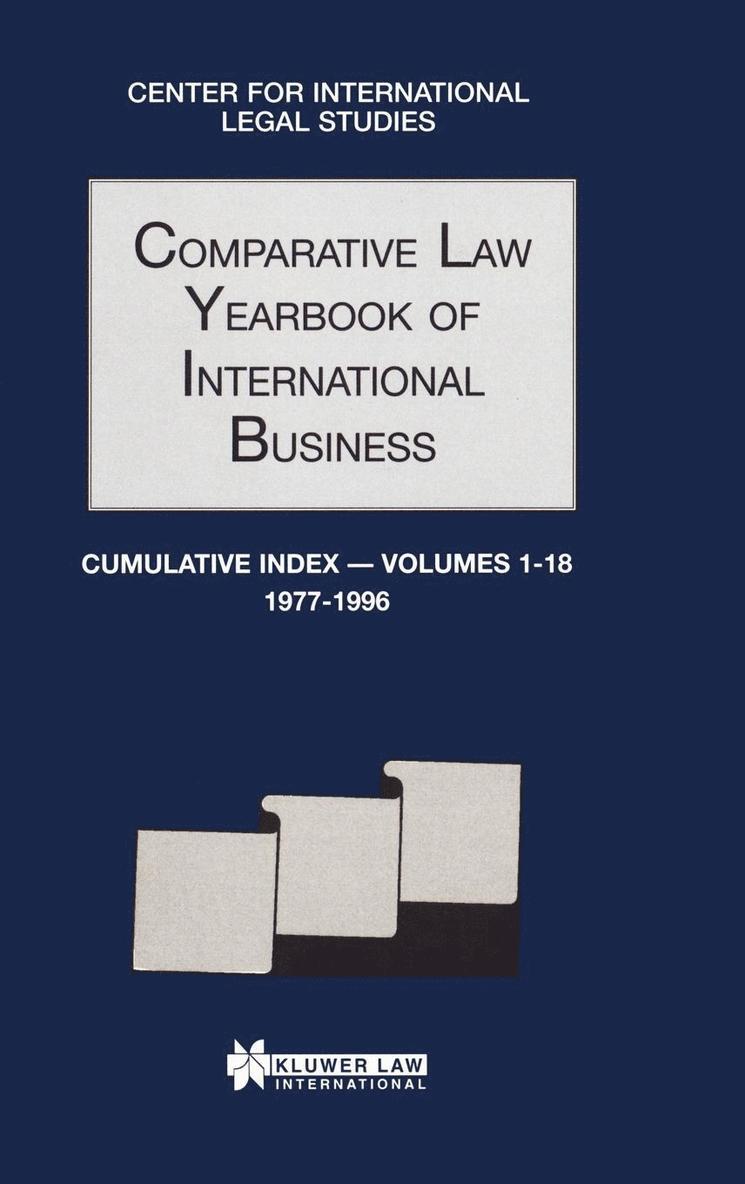 Comparative Law Yearbook of International Business Cumulative Index 1