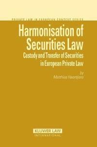 bokomslag Harmonisation of Securities Law