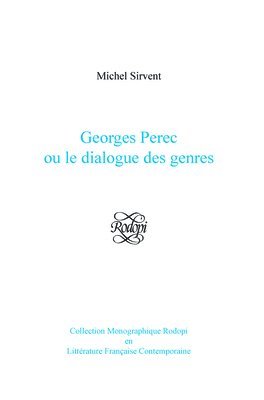 bokomslag Georges Perec ou le dialogue des genres