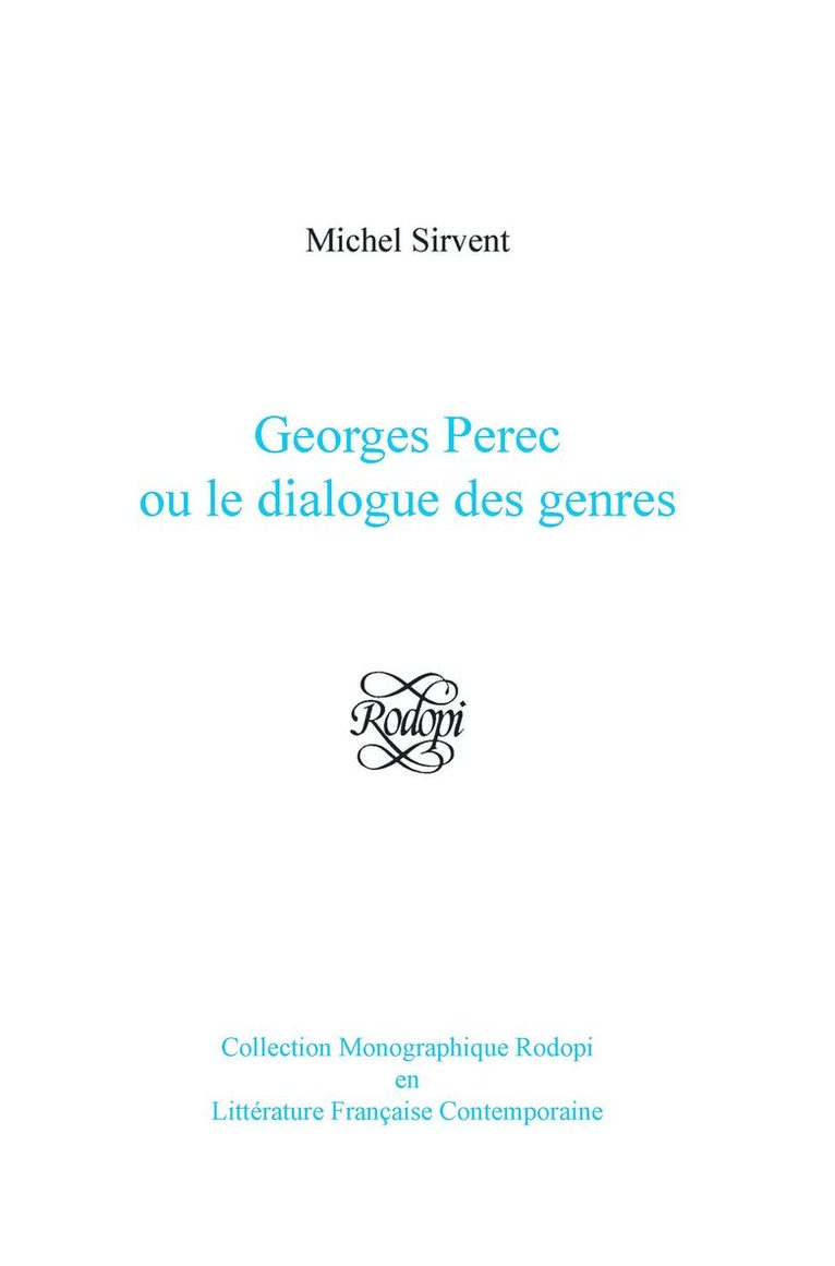 Georges Perec ou le dialogue des genres
