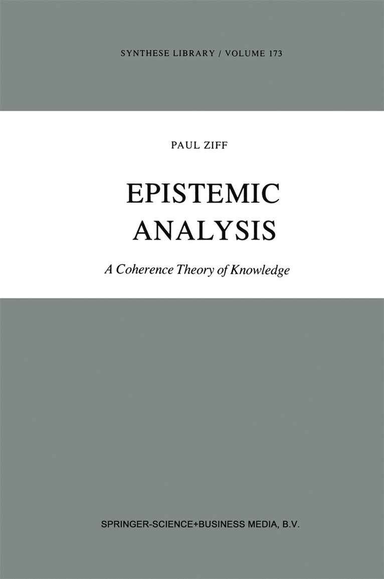 Paul Ziff - Epistemic Analysis, Häftad