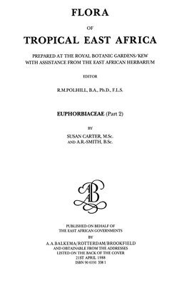 Flora of Tropical East Africa - Euphorbiac v2 (1988) 1