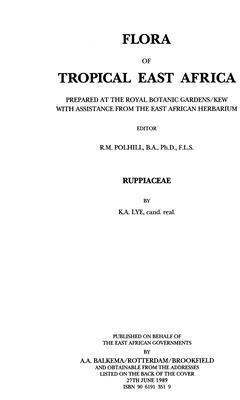 Flora of Tropical East Africa - Ruppiaceae (1989) 1