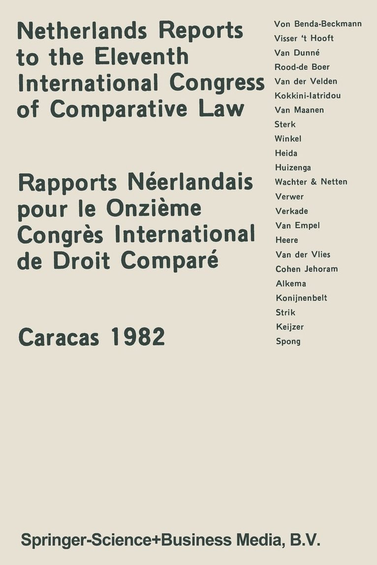 Netherlands Reports to the 11th International Congress of Comparative Law 1