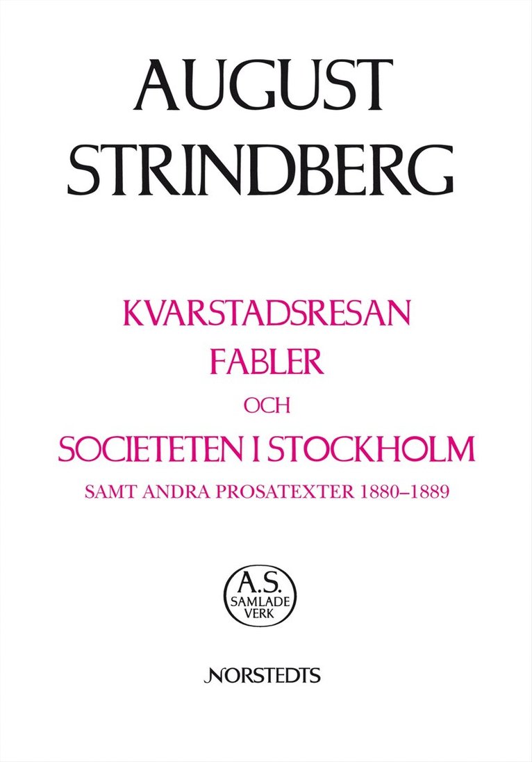 Kvarstadsresan, Fabler och Societeten i Stockholm samt andra prosatexter 1880-1889