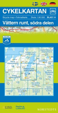 bokomslag Cykelkartan Blad 14 Vättern runt, södra delen : 1:90000
