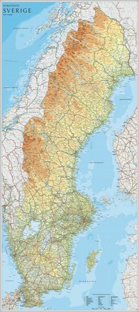 bokomslag Sverige väggkarta Norstedts 1:900000 i tub - 1:900000