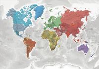 bokomslag Världen väggkarta Coloured Continents Norstedts i tub