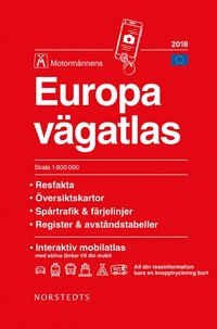 bokomslag Europa vägatlas 2018 Motormännen : Skala 1:800.000