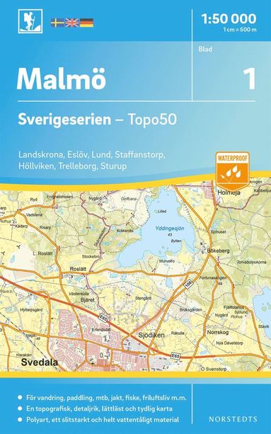 bokomslag 1 Malmö Sverigeserien Topo50 : Skala 1:50 000