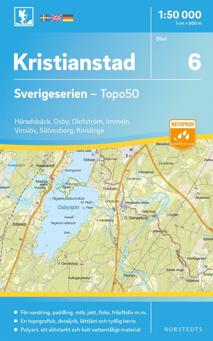 6 Kristianstad Sverigeserien Topo50 : Skala 1:50 000, Övrigt