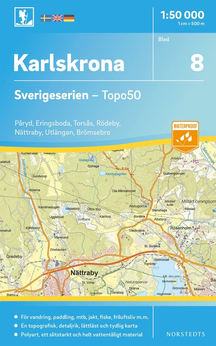 8 Karlskrona Sverigeserien Topo50 : Skala 1:50 000, Övrigt