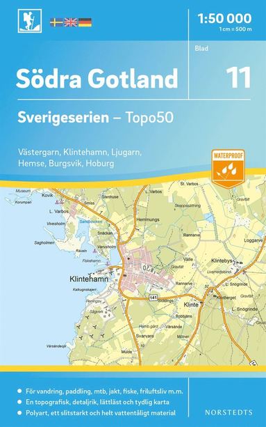 bokomslag 11 Södra Gotland Sverigeserien Topo50 : Skala 1:50 000
