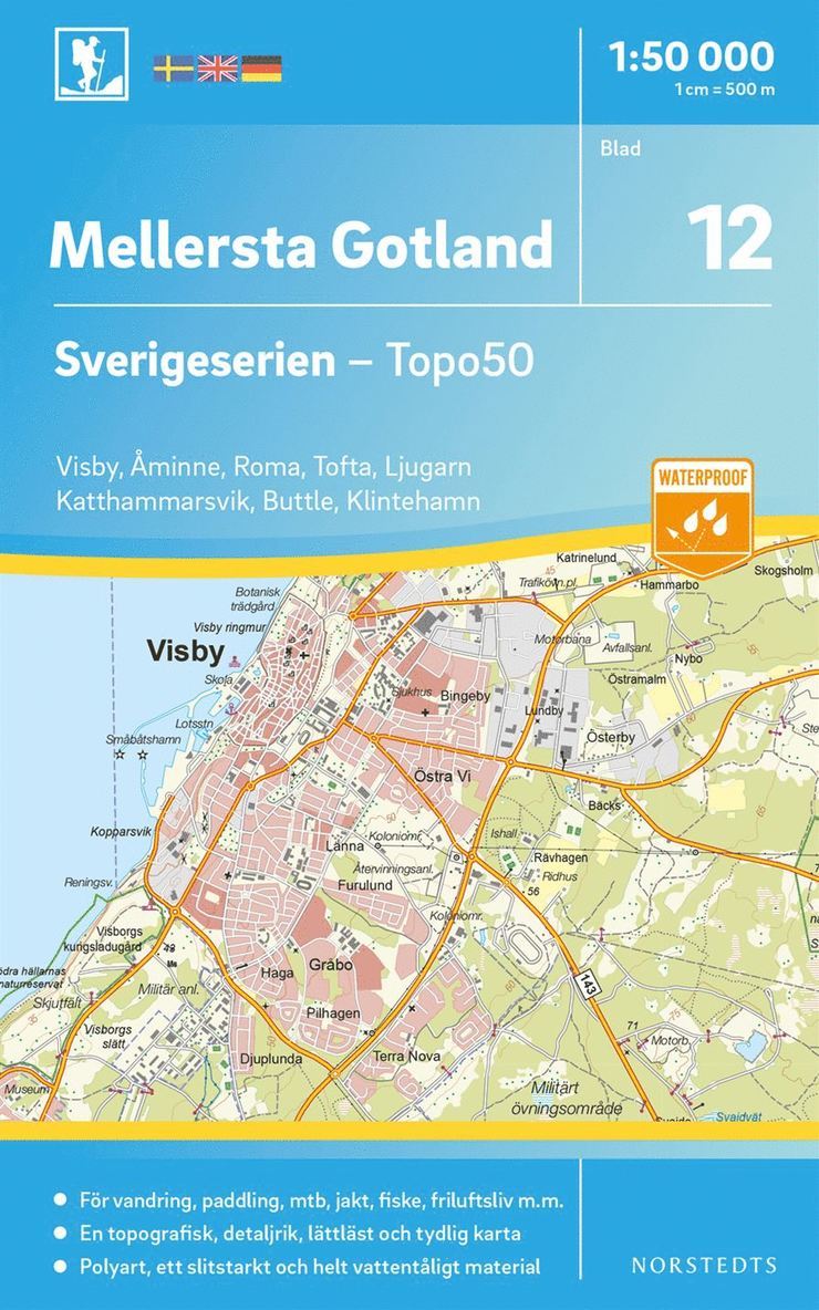 12 Mellersta Gotland Sverigeserien Topo50 : Skala 1:50 000 1