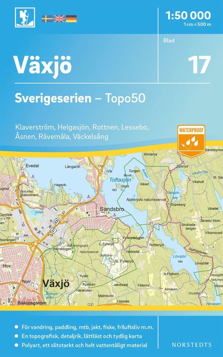 17 Växjö Sverigeserien Topo50 : Skala 1:50 000 1