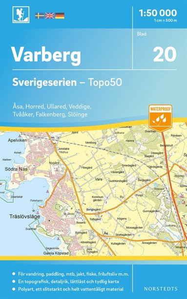 bokomslag 20 Varberg Sverigeserien Topo50 : Skala 1:50 000