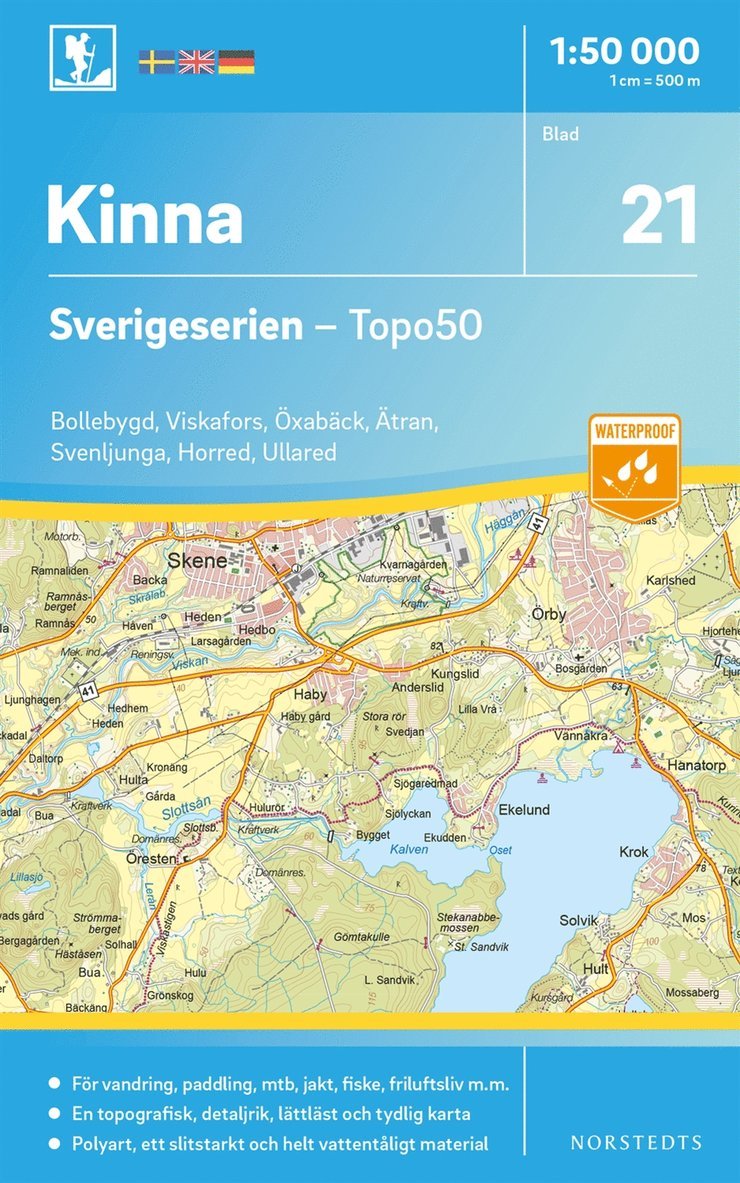 21 Kinna Sverigeserien Topo50 : Skala 1:50 000, Övrigt