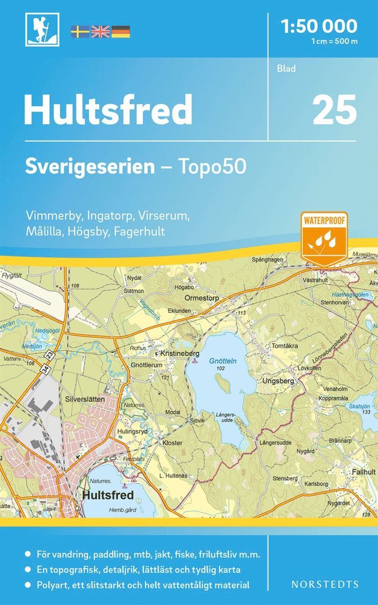 25 Hultsfred Sverigeserien Topo50 : Skala 1:50 000 1
