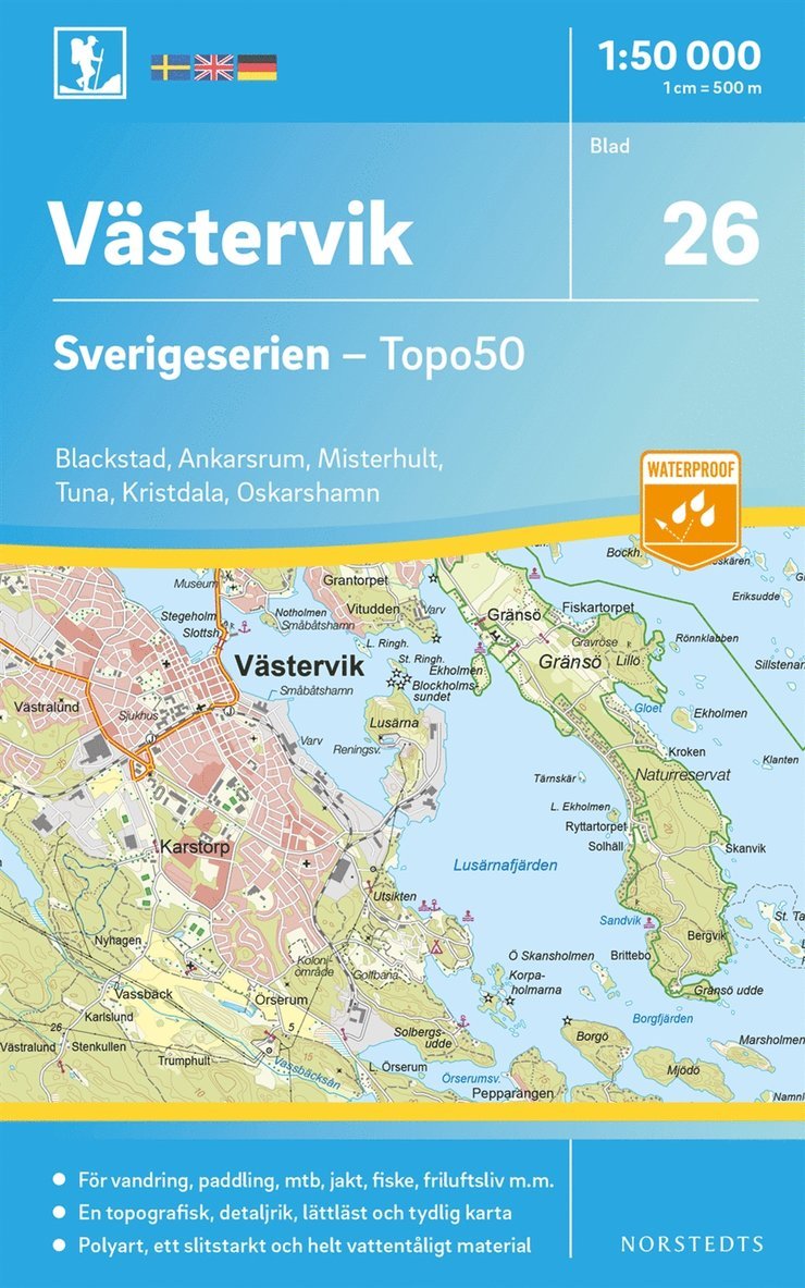 26 Västervik Sverigeserien Topo50 : Skala 1:50 000, Övrigt
