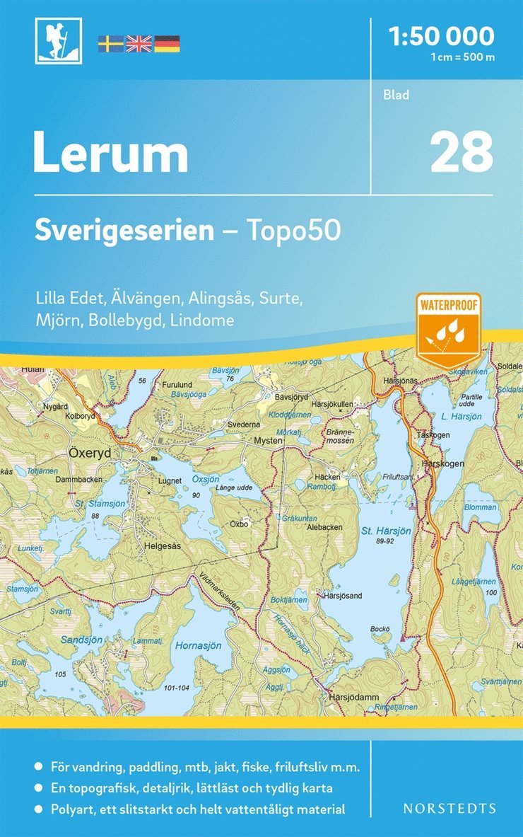 28 Lerum Sverigeserien Topo50 : Skala 1:50 000 1