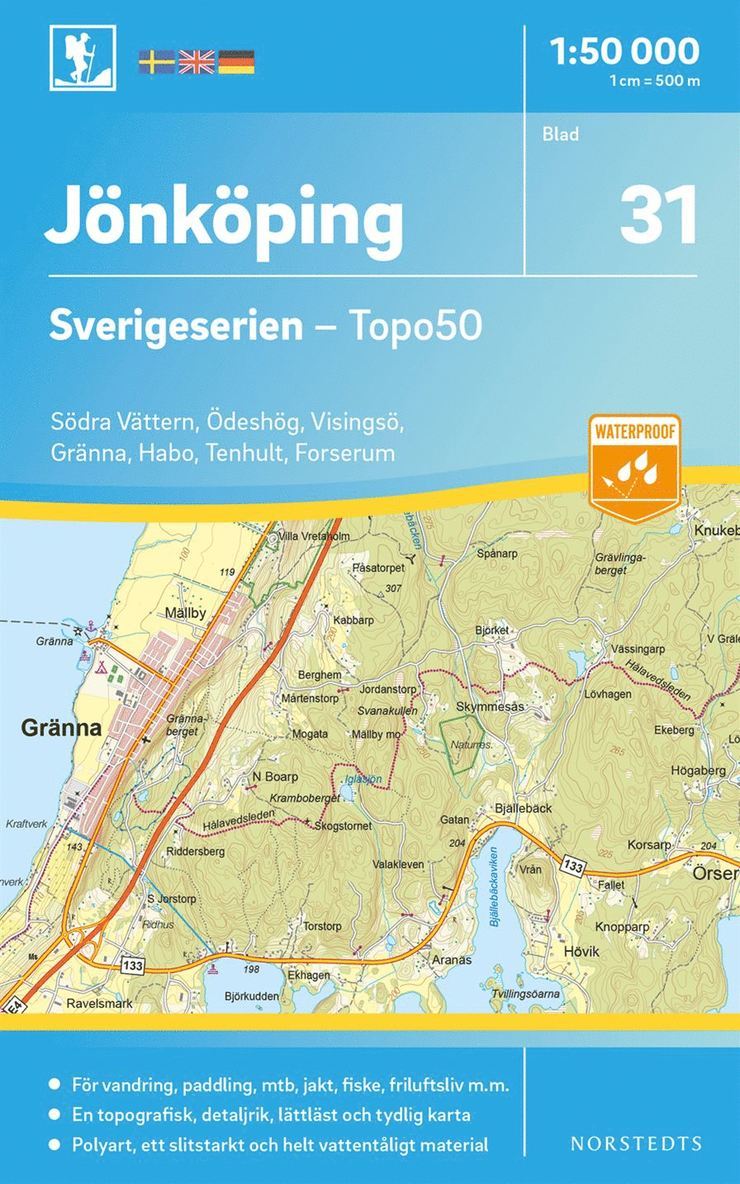 31 Jönköping Sverigeserien Topo50 : Skala 1:50 000 1