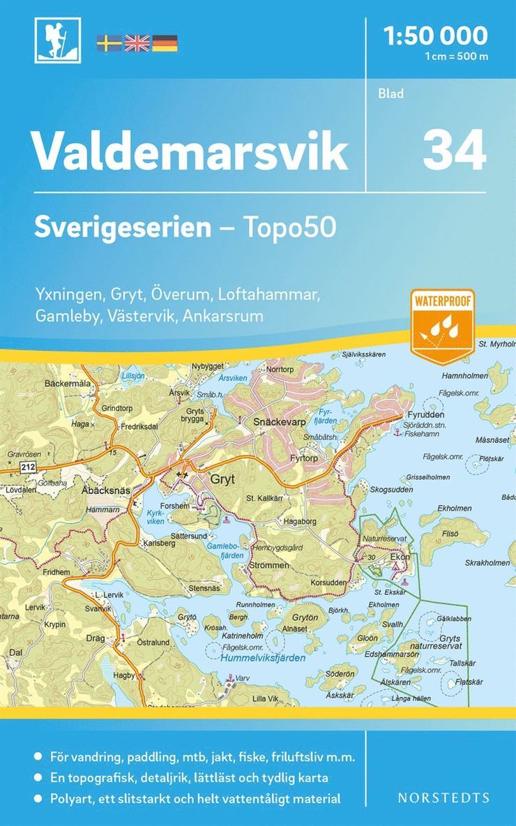 34 Valdemarsvik Sverigeserien Topo50 : Skala 1:50 000 1