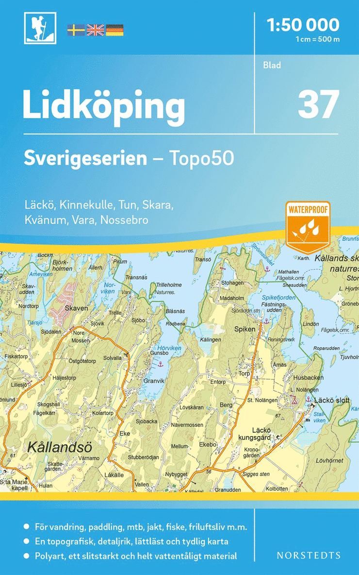 37 Lidköping Sverigeserien Topo50 : Skala 1:50 000 1