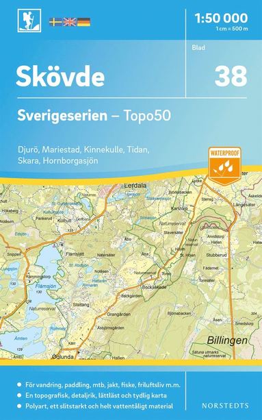 bokomslag 38 Skövde Sverigeserien Topo50 : Skala 1:50 000