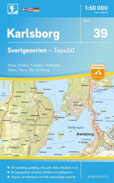 bokomslag 39 Karlsborg Sverigeserien Topo50 : Skala 1:50 000