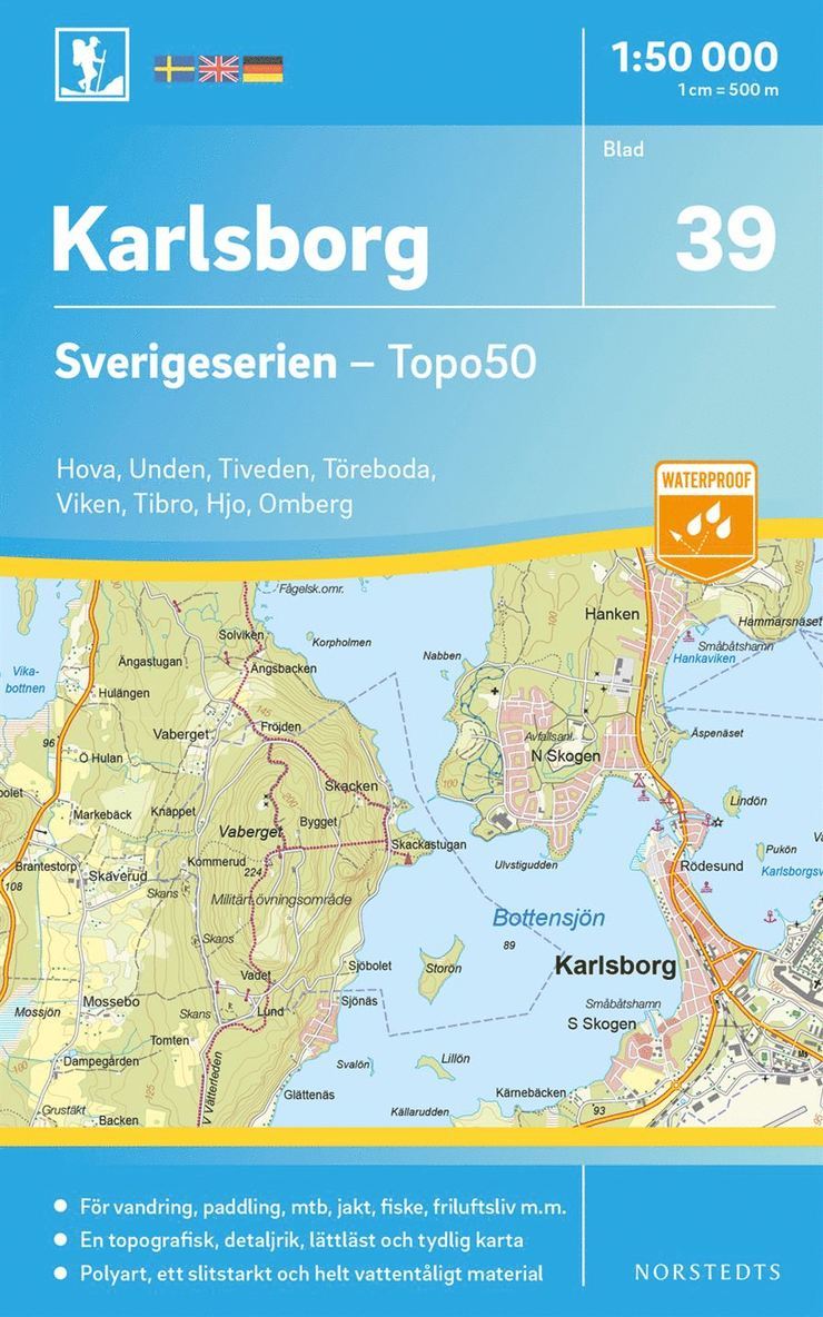 39 Karlsborg Sverigeserien Topo50 : Skala 1:50 000 1