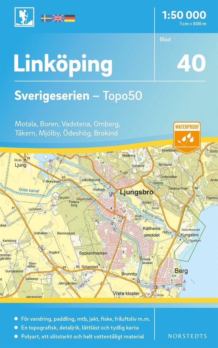 40 Linköping Sverigeserien Topo50 : Skala 1:50 000, Övrigt