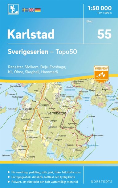 bokomslag 55 Karlstad Sverigeserien Topo50 : Skala 1:50 000