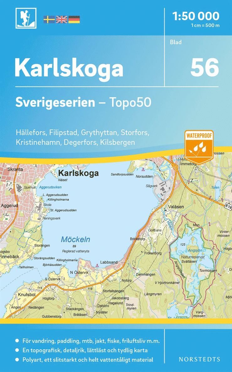 56 Karlskoga Sverigeserien Topo50 : Skala 1:50 000 1
