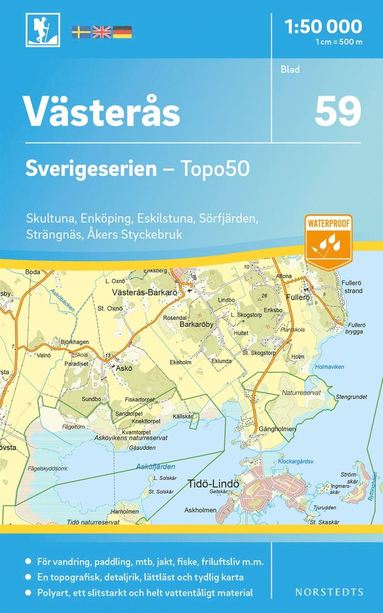 bokomslag 59 Västerås Sverigeserien Topo50 : Skala 1:50 000
