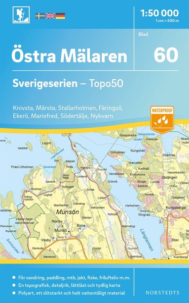 bokomslag 60 Östra Mälaren Sverigeserien Topo50 : Skala 1:50 000