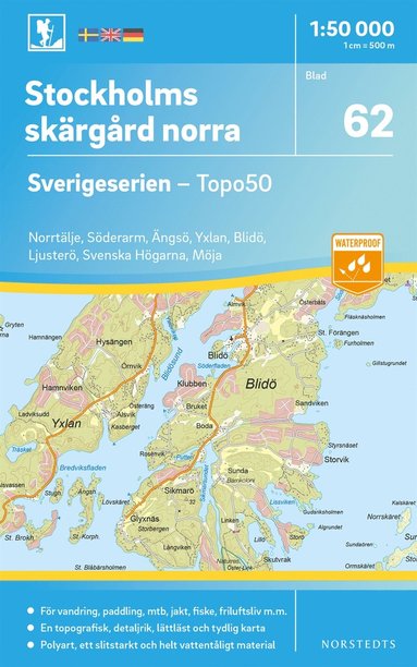 bokomslag 62 Stockholms Skärgård norra Sverigeserien Topo50 : Skala 1:50 000