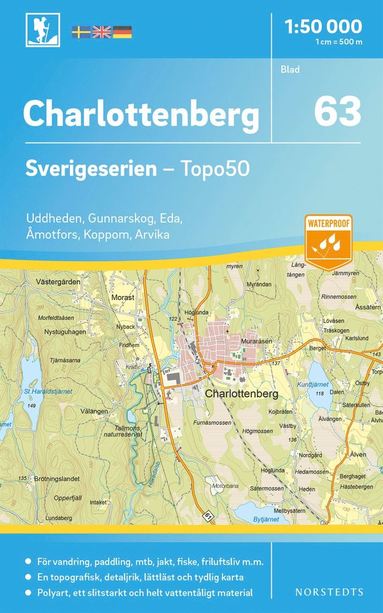 bokomslag 63 Charlottenberg Sverigeserien Topo50 : Skala 1:50 000