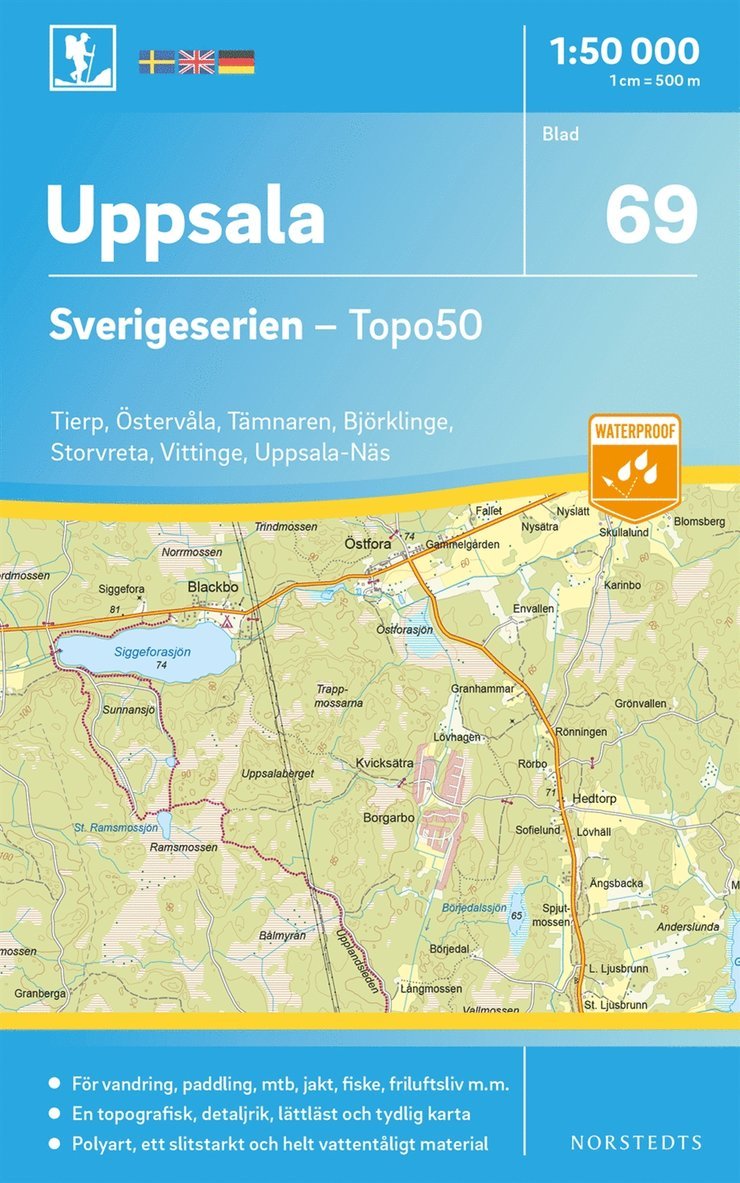 69 Uppsala Sverigeserien Topo50 : Skala 1:50 000, Övrigt