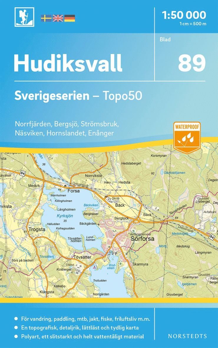 89 Hudiksvall Sverigeserien Topo50 : Skala 1:50 000 1