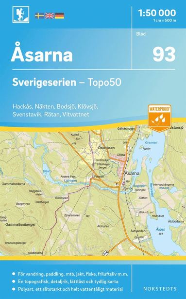 bokomslag 93 Åsarna Sverigeserien Topo50 : Skala 1:50 000
