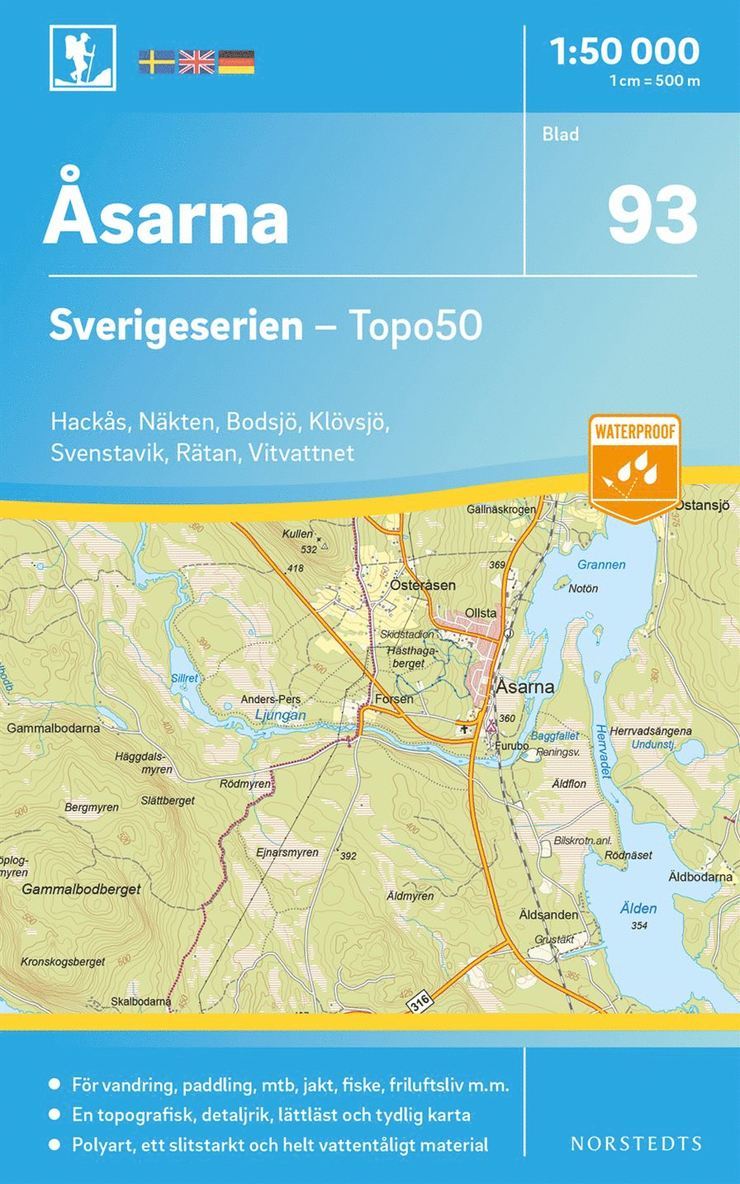 93 Åsarna Sverigeserien Topo50 : Skala 1:50 000 1